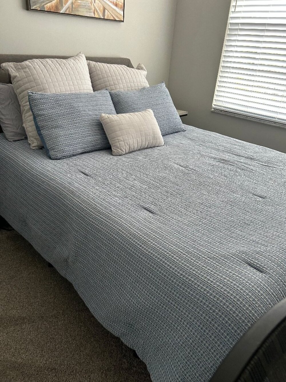 Blue Waffle Weave Full/Queen Comforter Set by Nicole Miller